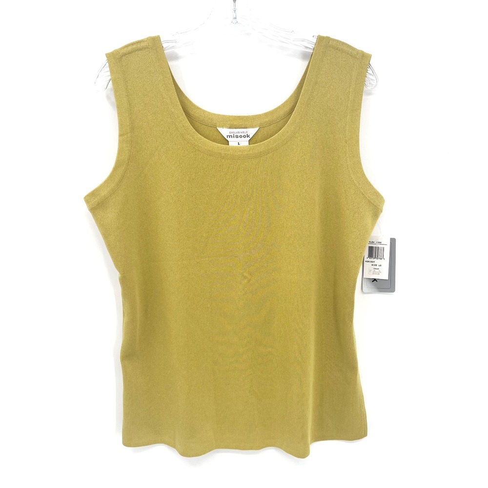 EXCLUSIVELY MISOOK Womens L Lime Green Peridot Acrylic Knit Sweater Tank Top NWT